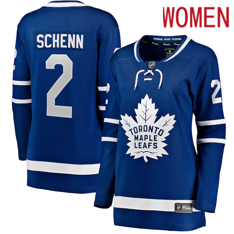 Women Toronto Maple Leafs #2 Luke Schenn Fanatics Branded Blue Home Breakaway NHL Jersey